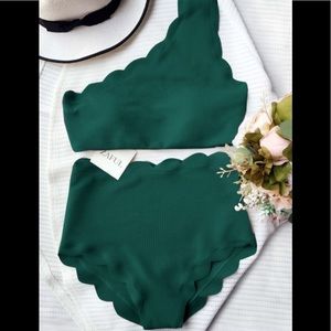 Green scalloped bikini